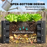 Outsunny Set of 2 Raised Garden Bed, Outdoor Elevated Galvanised Planter Box for Flowers, Herbs, 60x60x30.5cm, Grey(m-6)