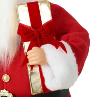 HOMCOM 4ft Singing Dancing Santa Claus, Standing Christmas Animated Santa Figure with Gift and Sack, Sound/Touch Activated(m-10)