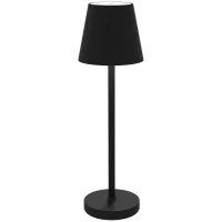 HOMCOM Candeeiro de Mesa com Luzes LED Candeeiro de Mesa Sem Fios Recarregável por USB-C 3 Cores Ø11,2x36,5 cm Preto(m-11)