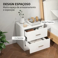 HOMCOM Mesa de Cabeceira Moderna Mesinha de Cabeceira com 2 Gavetas para Sala Quarto Capacidade 30 kg 45x39,5x49 cm Branco(m-4)