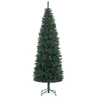 HOMCOM Sapin de Noël Artificiel 210 cm Arbre de Noël Slim avec support en acier pliable, 687 branches épines Vert
