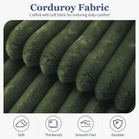 Oversized 2-Seater Corduroy Sofa with Ottoman, Comfortable Couch for Couples and Family, 100L x 135W x 75H cm, Green(m-8)