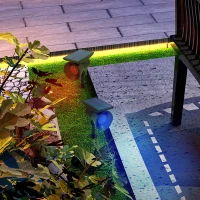 Outsunny Set 2 Luci da Giardino Solari RGB con 2 Modalità di Illuminazione, in PP e PC, 10.6x15x38 cm, Nero(m-2)