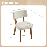 Stylish Mid-Century Dining Chairs with Ergonomic Backrest, Comfortable Upholstered Side Chairs for Dining Room, 47L x 54.5W x 77H cm, Beige(m-3)