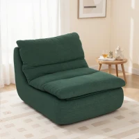 HOMCOM Scaun de podea modern și tapițat din material textil cu efect de catifea verde și spumă, 82x103x75 cm(m-2)