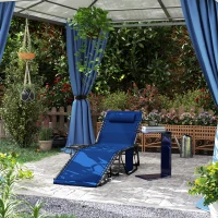 Outsunny Five-Position Reclining Sun Lounger - Dark Blue(m-10)
