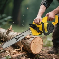 DURHAND 2000W Powerful Electric Chainsaw, 16" Aluminium Blade Portable Corded Chain Saw, 7250rpm Chain Saw for Garden Tree Pruning, 13m/s Chain Speed Auto Chain Lubrication to Cut Wood, Yellow(m-10)