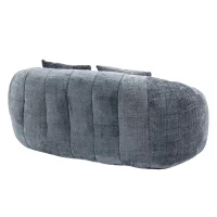 Cozy Oversized Bean Bag Sofa with 2 Matching Pillows, Soft 2-Seat Sectional Couch for Living Room and Bedroom, 145L x 95W x 63H cm, Grey(m-14)