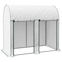 Outsunny Serre de jardin 2 m² dim. 2L x 1l x 1,78H m 2 Portes zippées enroulables Acier PE Haute densité 140 g/m² Anti-UV blanc(m-1)