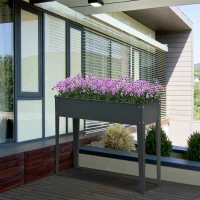 Outsunny Fioriera da Esterno Rialzata in Metallo con 3 Fori di Drenaggio, 100x30x80 cm, Grigio(m-10)