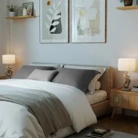 HOMCOM Nautical Table Lamps Set of 2 with USB Charging Port, Bedside Lamps for Bedroom Living Room, Warm White LED Bulb Included, with Hemp Rope, Natural(m-10)