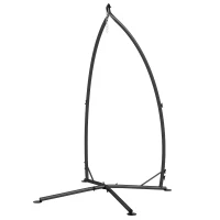Outsunny Support pour Fauteuil Suspendu - Pied Fauteuil Suspendu, hauteur 215 cm - Charge Max. recommandée 130 Kg, métal noir(m-12)