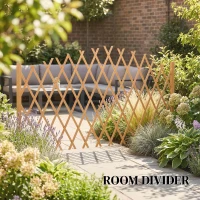Outsunny 2 Pack Expanding Fence Panels, Wooden Freestanding Garden Fence with Stable Feet, 180 x 30 x 103cm, Brown(m-9)