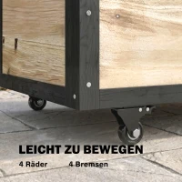 Outsunny Garten-Aufbewahrungsbox, 121 Liter, 2 Räder, wetterfest, Metallscharniere, Naturholz, 100x50x43 cm(m-4)
