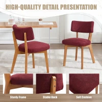 Stylish Mid-Century Dining Chairs with Ergonomic Backrest, Comfortable Upholstered Side Chairs for Dining Room, 47L x 54.5W x 77H cm, Wine Red(m-7)