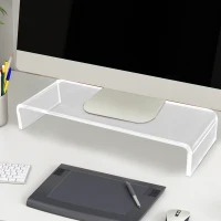 HOMCOM Supporto per Monitor in Acrilico, 53 x 19 x 9 cm, Trasparente(m-9)
