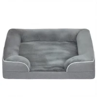 PawHut Dog Sofa Bed, Washable Pet Bed with Removable Cover and Non-Slip Bottom for Cats and Small Dogs, Grey(m-1)