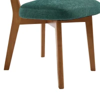 Stylish Mid-Century Dining Chairs with Ergonomic Backrest, Comfortable Upholstered Side Chairs for Dining Room, 47L x 54.5W x 77H cm, Green(m-12)