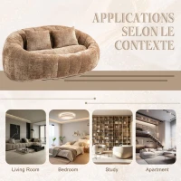 Cozy Oversized Bean Bag Sofa with 2 Matching Pillows, Soft 2-Seat Sectional Couch for Living Room and Bedroom, 145L x 95W x 63H cm, Coffee(m-8)