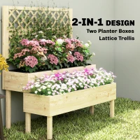 Outsunny Raised Garden Bed 2-Tier Stepped Design Planter Box with Trellis for Climbing Plants 108x62x120 cm(m-4)