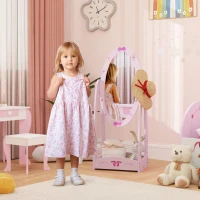 AIYAPLAY Kids Full Length Mirror, 360° Rotating Children Standing Mirror with Storage Shelf, Pink(m-2)