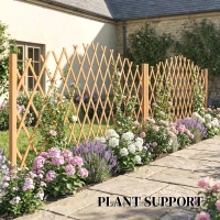 Outsunny 2 Pack Expanding Fence Panels, Wooden Freestanding Garden Fence with Stable Feet, 180 x 30 x 103cm, Brown(m-7)