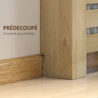 HOMCOM Couvercle de radiateur cache radiateur grille à lattes horizontales avec 2 tiroirs en bois 111l x 19P x 95,5H cm chêne(m-4)