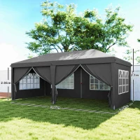 Outsunny Outsunny 3 x 6 m Garden Pop Up Gazebo, Wedding Party Tent Marquee, Water Resistant Awning Canopy with Sidewalls, Windows, Carry Bag, Grey(m-3)