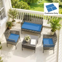 Outsunny Outdoor Seat Cushion Pads for Rattan Furniture, 3 PCs Garden Furniture Cushions,  Sky Blue(m-9)