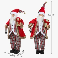 HOMCOM 120cm Animated Santa Claus Figure, with Sound - Red(m-3)