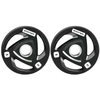 SPORTNOW Two 5kg Olympic Weight Plates, Tri-Grip Rubber-Coated Barbell Weights, with 5cm Holes, for Home, Gym, Office(m-10)