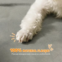 PawHut Canapea pentru câini cu brațe de sprijin, din lemn și material textil French Terry, 66x42x28,5 cm, gri(m-4)