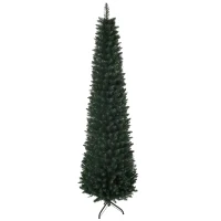 HOMCOM Albero di Natale Slim Alto 180cm con Base Pieghevole, Albero di Natale Artificiale con 380 Rami, in PVC e Metallo, Verde(m-1)