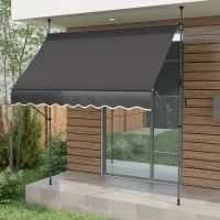 Outsunny 2.5 x 1.2m Retractable Awning, Free Standing Patio Sun Shade Shelter, UV Resistant, for Window and Door, Dark Grey(m-10)