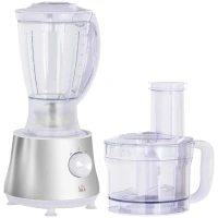 HOMCOM Food Processor with 1L Bowl, 1.5L Blender, Knife Blades, Reversible Slicing and Grating Discs, Adjustable Speed and Pulse, 500W(m-10)