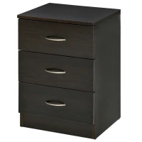 HOMCOM Mesilla de Noche con 3 Cajones y Asas de Aluminio Mesilla de Noche para Dormitorio Salón 40x35x58 cm Marrón Oscuro(m-17)
