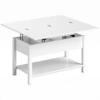 HOMCOM Table basse relevable et extensible table de salon avec compartiment caché étagère ouverte 100x45x50,5cm blanc(m-1)