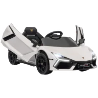 AIYAPLAY Carro Elétrico para Crianças Carro Lamborghini Revuelto com Bateria 12V  Faróis LED e Música 105x60x40 cm Branco(m-1)