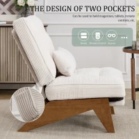 Cozy Reclining Accent Chair with Foldable Ottoman and Lumbar Pillow, Soft Adjustable Lounger for Living Room, 127L x 73W x 90H cm, Beige(m-6)