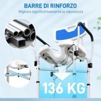 HOMCOM Sedia da Doccia con Seduta Scanalata, Altezza Regolabile e Piedini Antiscivolo, Blu(m-6)