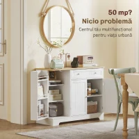 HOMCOM Bufet Modern cu spațiu de depozitare, dulap cu sertar, rafturi reglabile, mic dulap de bucătărie cu rafturi, alb(m-5)
