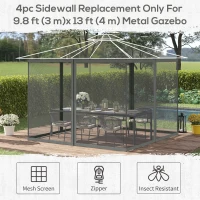 Outsunny 352 x 207cm Universal Replacement Mesh Sidewall Netting for Patio Gazebos and Canopy Tents, (Sidewall Only) Dark Grey(m-4)