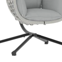 Outsunny Hanging Egg Chair, Indoor Outdoor Rattan Hammock Swing Chair with Stand, Safety Strap, Foldable Basket, Light Grey(m-12)