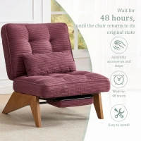 Cozy Reclining Accent Chair with Foldable Ottoman and Lumbar Pillow, Soft Adjustable Lounger for Living Room, 127L x 73W x 90H cm, Wine Red(m-4)