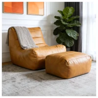 Cozy Lounge Sofa with High-Density Rebound Sponge, Stylish Lazy Sofa with Wear-Resistant PU Leather, 80L x 93W x 75H cm, Brown(m-1)