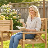 Outsunny Set de 3 Sillas de Jardín con Mesa Desmontable y Orificio para Parasol Madera Natural(m-6)
