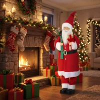 HOMCOM 4ft Singing Dancing Santa Claus, Standing Christmas Animated Santa Figure with Gift and Sack, Sound/Touch Activated(m-8)