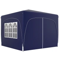Outsunny Tenda Dobrável 3x3 m com Painéis Laterais UPF50+ Tenda de Jardim com Altura Ajustável e Bolsa de Transporte Azul Escuro(m-11)