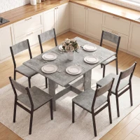 HOMCOM Folding Dining Table, Space-Saving Drop Leaf Kitchen Table for 4-6 People Grey(m-10)