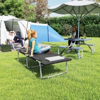 Outsunny Lit de camping pliable lit de camp pour adultes portable avec oreiller amovible rembourrage mousse 183 x 66 x 33 cm noir(m-9)